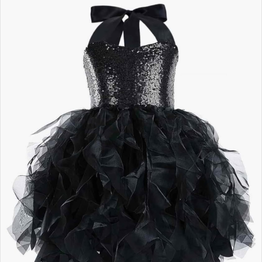 NWOT Black Sequin Halter Dress For Girls